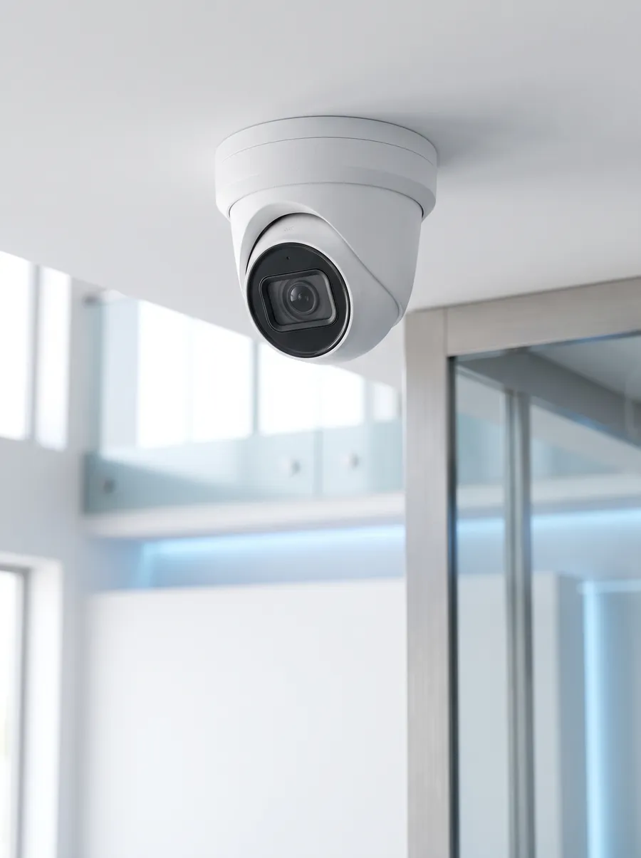 Купольная IP-камера на потолке офиса